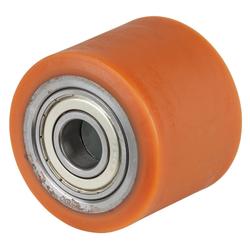 Rad, Rad Ø 75mm, Guss-Polyurethan rot 98+/-4 Shore A, Radb. 62mm, Nabenl. 61,6mm, Kugellager, Radk. Stahl, Tragkr. 470kg Nr. C40.75.20