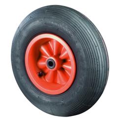 Luftrad, Rad Ø 400mm, Gummi schwarz, Radb. 100mm, Nabenl. 75mm, Gleitlager, Radk. Kunststoff, Achsloch/Bohrung Ø 20 mm, Tragkr. 250kg, Rillenprofil Nr. D10.400