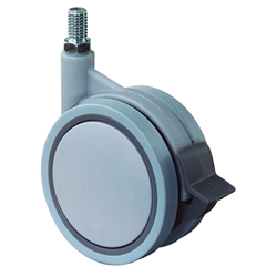 Kunststoff-Doppel-Lenkrolle, mit Totalfeststeller, Rad Ø 75mm, Kunststoff, BH 96mm, mit Gewindestift, 10x15mm, Tragkr. 50kg Nr. F329.076