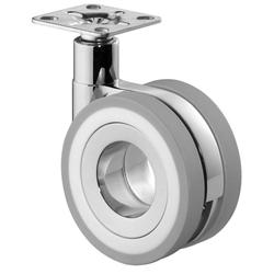 Design-Doppel-Lenkrolle, Rad Ø 75mm, Polyurethan grau, BH 103mm, mit Platte, PG 47x47mm, Tragkr. 50kg Nr. F372.075