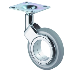 Design-Doppel-Lenkrolle, Rad Ø 75mm, Polyurethan grau, BH 108mm, mit Platte, PG 47x47mm, Tragkr. 50kg Nr. F382.075