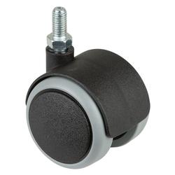 Kunststoff-Doppel-Lenkrolle, Rad Ø 50mm, Kunststoff grau, BH 62mm, mit Gewindestift, 8x16mm, Tragkr. 50kg Nr. F76.050.G08