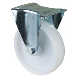 Transport-Bockrolle, Rad Ø 175mm, Kunststoff weiß, Radb. 45mm, BH 215mm, Rollenlager, Radk. Kunststoff, mit Platte, PG 135x110mm, Tragkr. 300kg Nr. L410.B10.175