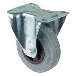 Transport-Bockrolle, Rad Ø 100mm, Gummi grau, Radb. 30mm, BH 128mm, Rollenlager, Radk. Kunststoff, mit Platte, PG 104x80mm, Tragkr. 70kg Nr. L410.B46.100