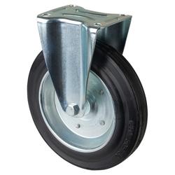Transport-Bockrolle, Rad Ø 250mm, Gummi schwarz, Radb. 50mm, BH 290mm, Rollenlager, Radk. Stahl, mit Platte, PG 135x110mm, Tragkr. 250kg Nr. L410.B55.250