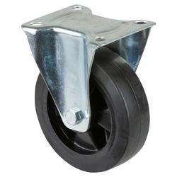 Transport-Bockrolle, Rad Ø 160mm, Elastik-Reifen schwarz, Radb. 50mm, BH 195mm, Rollenlager, Radk. Kunststoff, mit Platte, PG 138x109mm, Tragkr. 250kg Nr. L410.B60.160
