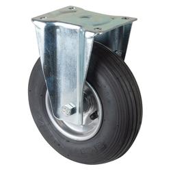 Transport-Bockrolle, Rad Ø 230mm, Gummi schwarz, Radb. 65mm, BH 255mm, Rollenlager, Radk. Stahl, mit Platte, PG 135x105mm, Tragkr. 130kg Nr. L410.C90.230