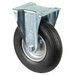 Transport-Bockrolle, Rad Ø 200mm, Polyurethan schwarz, Radb. 50mm, BH 235mm, Rollenlager, Radk. Stahl, mit Platte, PG 138x109mm, Tragkr. 75kg Nr. L410.C91.200