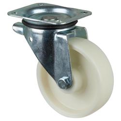 Schwerlast-Lenkrolle, Rad Ø 150mm, Kunststoff weiß, Radb. 45mm, BH 195mm, Rollenlager, Radk. Kunststoff, mit Platte, PG 135x110mm, Tragkr. 400kg Nr. N100.B10.150