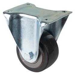 Schwerlast-Bockrolle, Rad Ø 100mm, Elastik-Reifen schwarz, Radb. 50mm, BH 153mm, Kugellager, Radk. Guss, mit Platte, PG 138x110mm, Tragkr. 210kg Nr. N110.B81.100