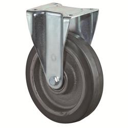 Schwerlast-Bockrolle, Rad Ø 150mm, Elastik-Reifen schwarz, Radb. 50mm, BH 209mm, Kugellager, Radk. Guss, mit Platte, PG 138x110mm, Tragkr. 350kg Nr. N110.B81.151