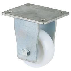 Schwerlast-Bockrolle, Rad Ø 100mm, Kunststoff weiß, Radb. 37mm, BH 145mm, Kugellager, Radk. Kunststoff, mit Platte, PG 138x110mm, Tragkr. 400kg Nr. RR110.B15.101