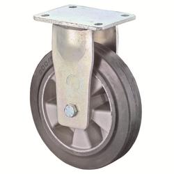 Schwerlast-Bockrolle, Rad Ø 300mm, Elastik-Reifen schwarz, Radb. 60mm, BH 365mm, Kugellager, Radk. Aluminium, mit Platte, PG 175x140mm, Tragkr. 700kg Nr. RR110.B80.300