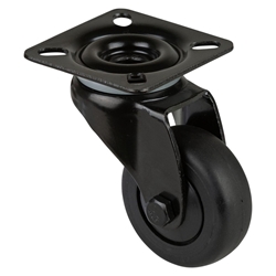 Lenkrolle, Rad Ø 50mm, Thermoplastischer Gummi (TPR) schwarz, Radb. 20mm, BH 73mm, Kugellager, Radk. Kunststoff, mit Platte, PG 54x54mm, Tragkr. 50kg Nr. A800.A85.050.06