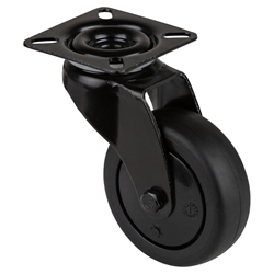 Lenkrolle, Rad Ø 75mm, Thermoplastischer Gummi (TPR) schwarz, Radb. 25mm, BH 103mm, Kugellager, Radk. Kunststoff, mit Platte, PG 60x60mm, Tragkr. 60kg Nr. A800.A85.075.06