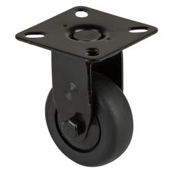 Bockrolle, Rad Ø 50mm, Thermoplastischer Gummi (TPR) grau, Radb. 20mm, BH 73mm, Kugellager, Radk. Kunststoff, mit Platte, PG 54x54mm, Tragkr. 50kg Nr. A810.A85.050.06