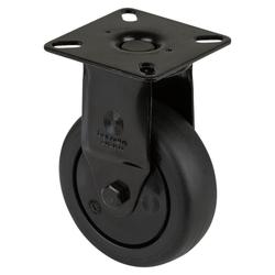 Apparate-Bockrolle, Rad Ø 75mm, Thermoplastischer Gummi (TPR) grau, Radb. 25mm, BH 103mm, Kugellager, Radk. Kunststoff, mit Platte, PG 60x60mm, Tragkr. 60kg Nr. A810.A85.075.06