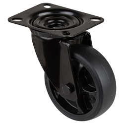 Lenkrolle, Rad Ø 100mm, Thermoplastischer Gummi (TPR) hellgrau, Radb. 32mm, BH 128mm, Rollenlager, Radk. Kunststoff, mit Platte, PG 104x80mm, Tragkr. 110kg Nr. L800.B44.101.06