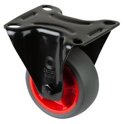Transport-Bockrolle, Rad Ø 80mm, Thermoplastischer Gummi (TPR) grau, Radb. 32mm, BH 105mm, Rollenlager, Radk. Kunststoff, mit Platte, PG 104x80mm, Tragkr. 100kg Nr. L810.B44.081.03