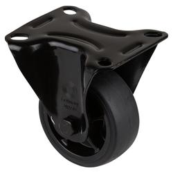 Transport-Bockrolle, Rad Ø 80mm, Thermoplastischer Gummi (TPR) schwarz, Radb. 32mm, BH 105mm, Rollenlager, Radk. Kunststoff, mit Platte, PG 104x80mm, Tragkr. 100kg Nr. L810.B44.081.06