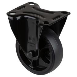 Transport-Bockrolle, Rad Ø 100mm, Thermoplastischer Gummi (TPR) schwarz, Radb. 32mm, BH 128mm, Rollenlager, Radk. Kunststoff, mit Platte, PG 104x80mm, Tragkr. 110kg Nr. L810.B44.101.06