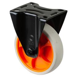 Transport-Bockrolle, Rad Ø 125mm, Thermoplastischer Gummi (TPR) hellgrau, Radb. 32mm, BH 155mm, Rollenlager, Radk. Kunststoff, mit Platte, PG 104x80mm, Tragkr. 120kg Nr. L810.B44.126.02