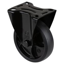 Transport-Bockrolle, Rad Ø 125mm, Thermoplastischer Gummi (TPR) schwarz, Radb. 32mm, BH 155mm, Rollenlager, Radk. Kunststoff, mit Platte, PG 104x80mm, Tragkr. 120kg Nr. L810.B44.126.06