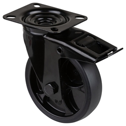Lenkrolle, mit Totalfeststeller, Rad Ø 200mm, Thermoplastischer Gummi (TPR) hellgrau, Radb. 45mm, BH 195mm, Kugellager, Radk. Kunststoff, mit Platte, PG 138x109mm, Tragkr. 200kg Nr. L820.B44.126.06