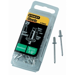 Stanley Blindnieten Aluminiumnieten 3x3mm 25 St. wiederverschliessbare Verp. Nr. 1-PAA42T