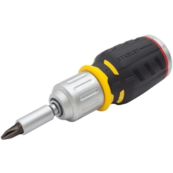 Stanley FatMax Bit-Schraubendreher kurz mit Ratsche 6 Bits: 5mm 6,5mm PH1, PH2, PZ1, PZ2 Nr. FMHT0-62688