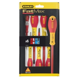 Stanley Schraubendreher-Set FatMax 6-teilig mit Spannungsprüfer Schlitz Pozidriv Nr. 0-65-443
