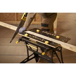 Stanley Workmate Deluxe mit Bambus-Arbeitsplatte und Stahlrahmen-Konstruktion, duale Arbeitshöhe, belastbar bis 250kg Nr. STST83800-1