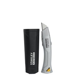Stanley Universalmesser FatMax mit feststehender Klinge, silber, inklusive Kunststoffköcher, zwei Trapezklingen und einer Hakenklinge Nr. FMHT10501-0