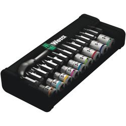 Wera Durchsteckvierkant, 1/4 Zoll-Antrieb, zöllig 8100 SA 10 Zyklop Metall-Knarrensatz Nr. 05004020001