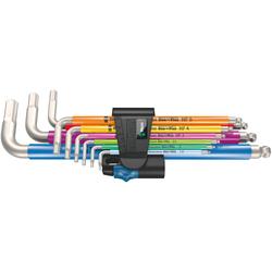 Wera Winkelschlüsselsatz, metrisch, Edelstahl, Haltefunktion 3950/9 Hex-Plus Multicolour HF Stainless 1 Nr. 05022699001