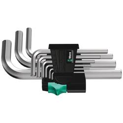 Wera Winkelschlüsselsatz, metrisch, gestellverchromt 950/9 Hex-Plus 5 Nr. 05021406001