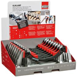Bessey Hightech-Hebelzwinge KliKlamp Theken-Display, bestehend aus 2 x KLI12 / 4 x KLI16 / 6 x KLI20 / 4 x KLI25 (16 St./Packung) Nr. KLI-D