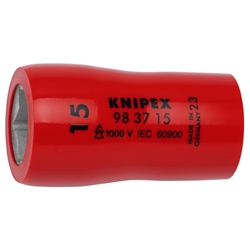 Knipex Steckschlüsseleinsatz für Sechskantschrauben mit Innenvierkant 3/8 Zoll 46 mm Nr. 98 37 15