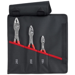 Knipex TwinGrip® Frontgreifzangen-Set, 3-teilig bestückt, bestehend aus 1 x 82 01 200 Front- und Seitengreifzange, 1 x 82 01 150 Front- und Seitengreifzange, 1 x 82 01 250 Front- und Seitengreifzange, in Kulttasche Nr. 00 19 61 V01