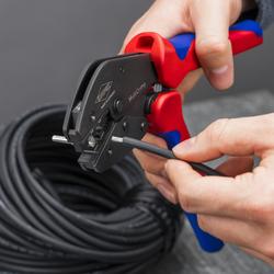 Knipex MultiCrimp® Crimpzange mit Wechselmagazin mit Mehrkomponenten-Hüllen brüniert 250 mm Nr. 97 33 03