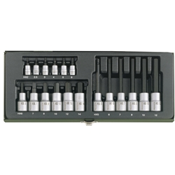 Proxxon Steckschlüsselsatz HX, 1/4 Zoll + 1/2 Zoll (18-teilig), entspricht DIN-ISO Nr. 23100