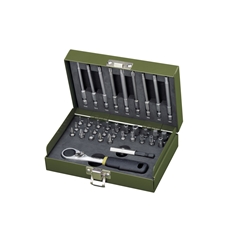 Proxxon Feinmechaniker-Satz mit 1/4 Zoll Micro-Bit-Ratsche (36-teilig), entspricht DIN-ISO Nr. 23109