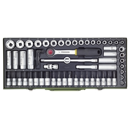 Proxxon Super-Kompaktsatz, 3/8 Zoll (65-teilig), entspricht DIN-ISO Nr. 23112