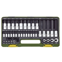 Proxxon Steckschlüsselsatz HX + TX, 1/4 Zoll + 1/2 Zoll (42-teilig), entspricht DIN-ISO Nr. 23290