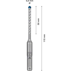 Bosch EXPERT SDS plus-7X Hammerbohrer, 5x50x115mm, für Bohrhämmer Nr. 2608900059