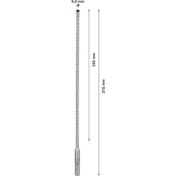 Bosch EXPERT SDS plus-7X Hammerbohrer, 6x250x315mm, für Bohrhämmer Nr. 2608900075