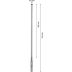Bosch EXPERT SDS plus-7X Hammerbohrer, 6,5x250x315mm, für Bohrhämmer Nr. 2608900081