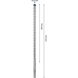Bosch EXPERT SDS plus-7X Hammerbohrer, 10x250x315mm, für Bohrhämmer Nr. 2608900100