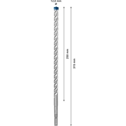 Bosch EXPERT SDS plus-7X Hammerbohrer, 12x250x315mm, für Bohrhämmer Nr. 2608900111