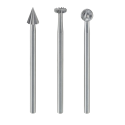 Proxxon Feinfräsersatz (Wolfram-Vanadiumstahl), 3-teilig (Rad, Kugel, Kegel) Nr. 28720